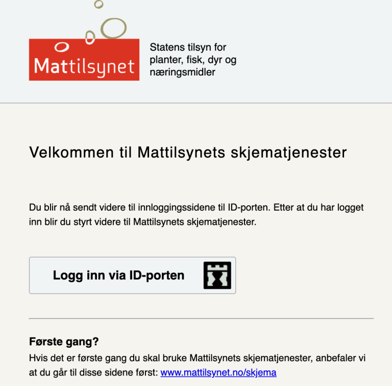 skjermdump Mattilsynets skjematjeneste