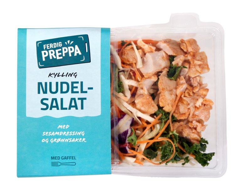 Bilde av FERDIG PREPPA Nudelsalat med kylling og sesamdressing i plastbakke