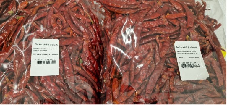 Pakke med tørket chili, 500 gram