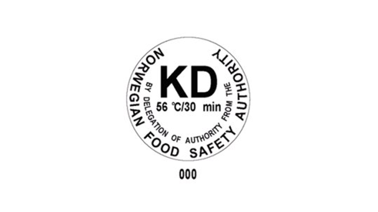 Offentlig KD 56°-30 min.-merke på trelast.