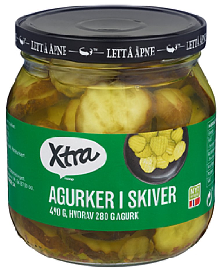 Xtra agurker i skiver, 490 g