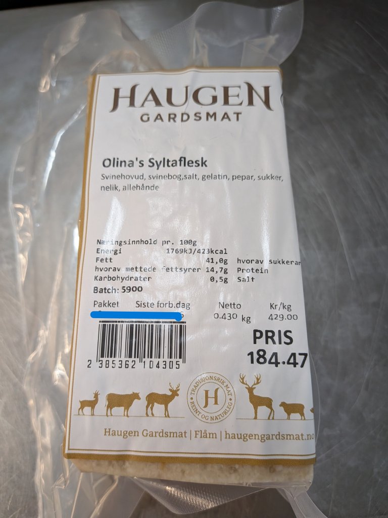 Olinas syltaflesk fra Haugen Gardsmat