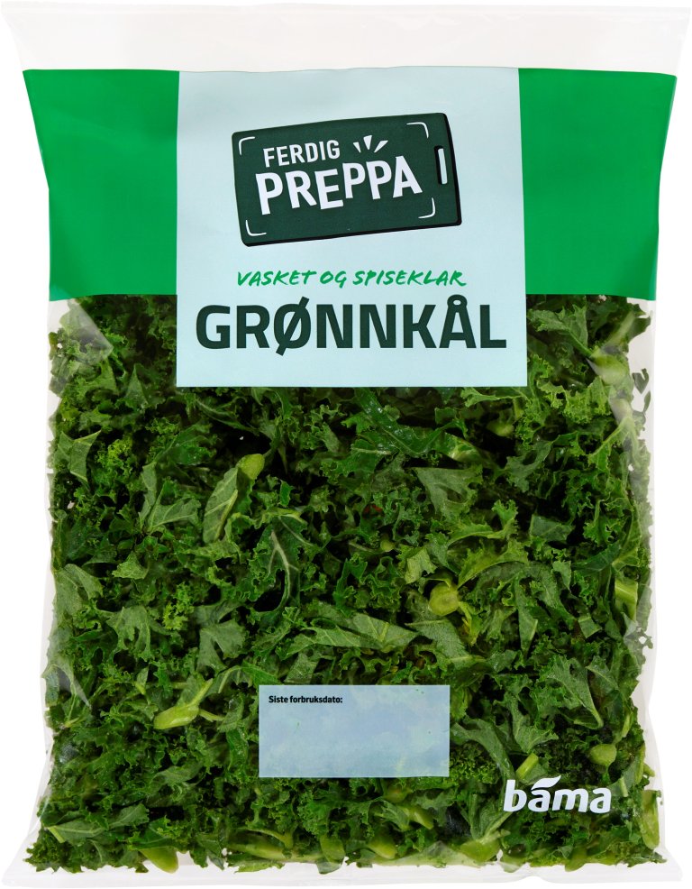 Bilde som viser Ferdig preppa Grønnkål, vasket og spiseklar i plastpose