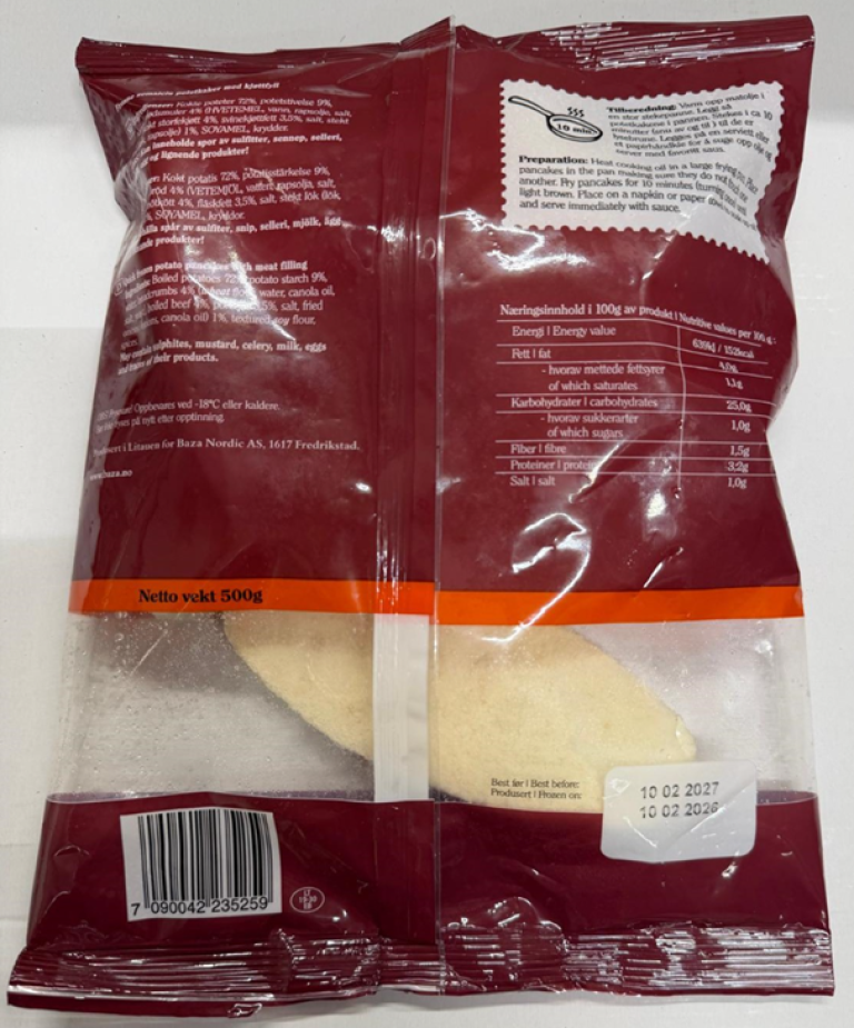 Produktets bakside